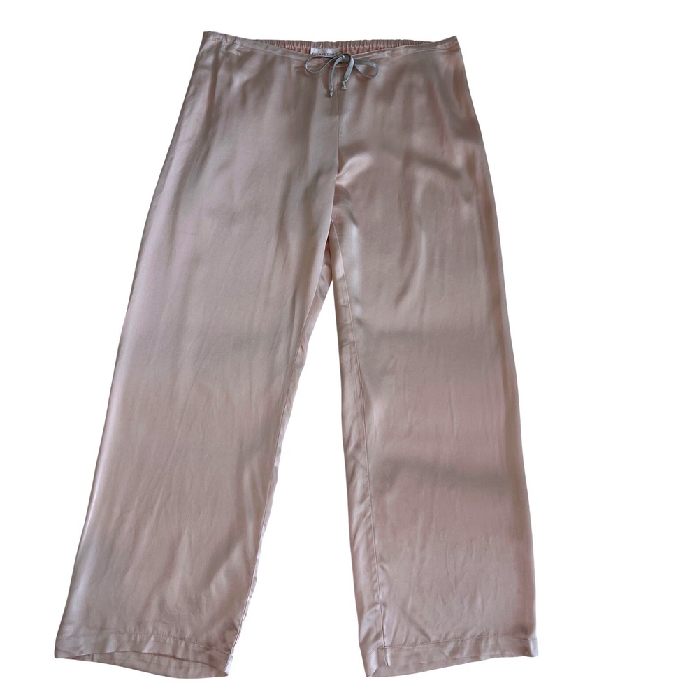 Christine Lingerie 100% Silk Pajama Pants Champagne Pink Wide Leg Womens Medium